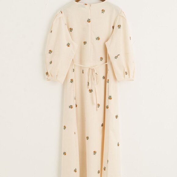 Embroidered Floral Dress, Ivory - Picture 9 of 10